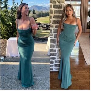 HOUSE OF CB 'Milena' Forest green Corset Maxi Dress /Size XS NWOT